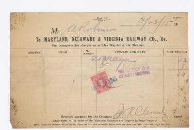 Abraham Robinson shipping bill, 1915 March 23