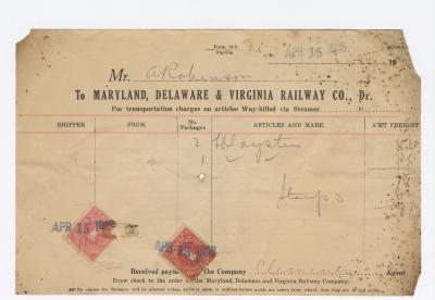 Abraham Robinson shipping bill, 1915 April 15