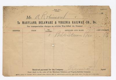 Abraham Robinson shipping bill, circa 1910