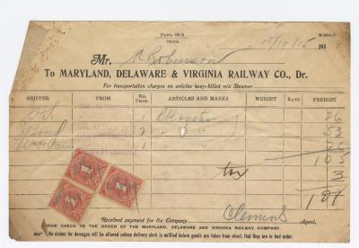 Abraham Robinson shipping bill, 1915 October 19