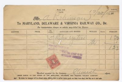 Abraham Robinson shipping bill, 1915 December 30
