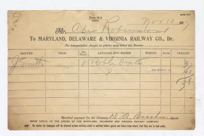 Abraham Robinson shipping bill, 1917 November 10