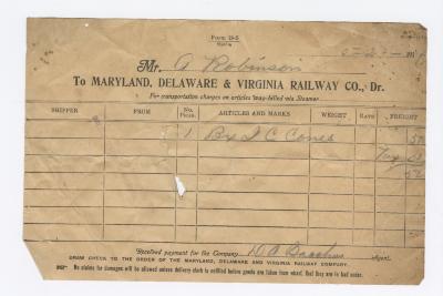 Abraham Robinson shipping bill, 1919 August 29
