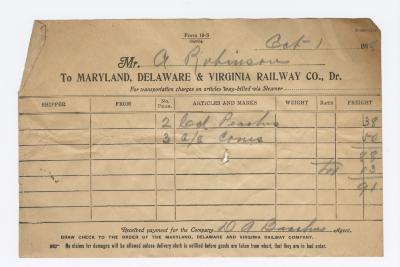 Abraham Robinson shipping bill, 1918 October 1