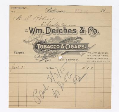 Wm. Deiches Tobacco receipt, 1915 February 26