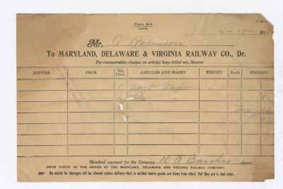 Abraham Robinson shipping bill, 1919 April 17