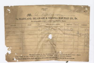 Abraham Robinson shipping bill, 1919 July 1