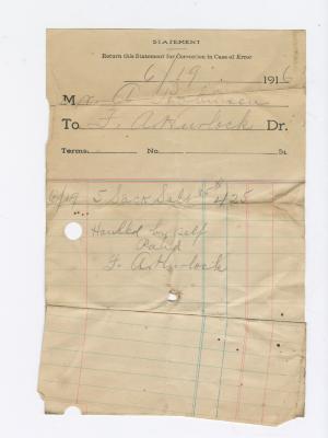 F. A. Hurlock Grocer bill, 1916 June 19