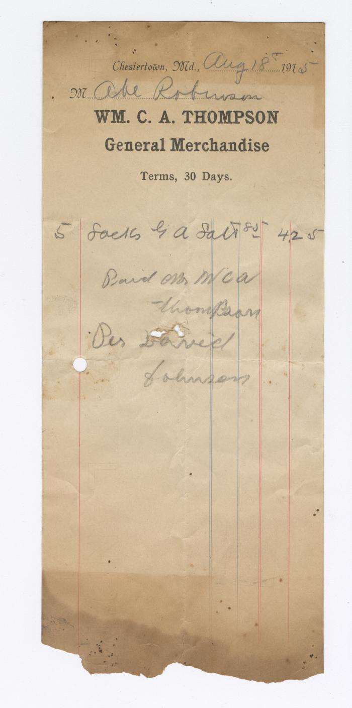 W. C. Thompson General Merchandise bill, 1915 August 18