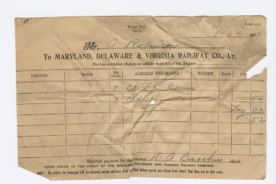 Abraham Robinson shipping bill, 1919 March 6