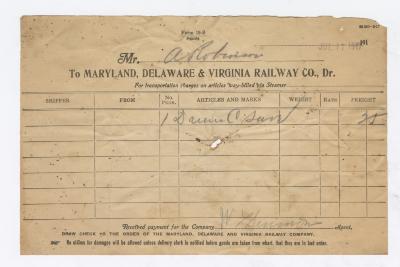 Abraham Robinson shipping bill, 1917 July 17