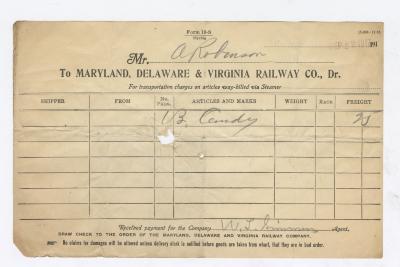 Abraham Robinson shipping bill, 1917 September 22