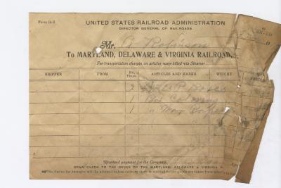 Abraham Robinson shipping bill, 1919 August 7