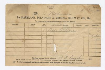 Abraham Robinson shipping bill, 1919 June 3