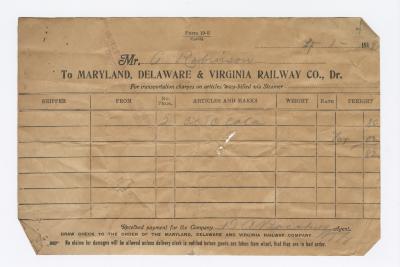 Abraham Robinson shipping bill, 1919 April 1