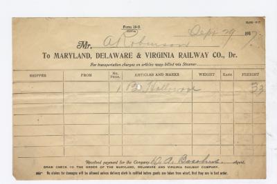 Abraham Robinson shipping bill, 1917 September 29