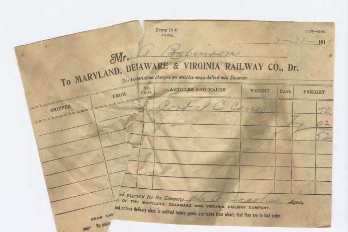 Abraham Robinson shipping bill, 1919 June 21