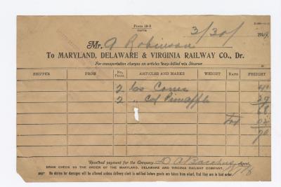 Abraham Robinson shipping bill, 1919 March 30