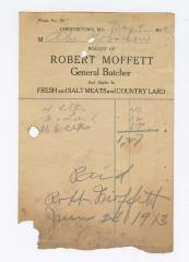 Moffett and Sons butchers bill, 1915 May 9