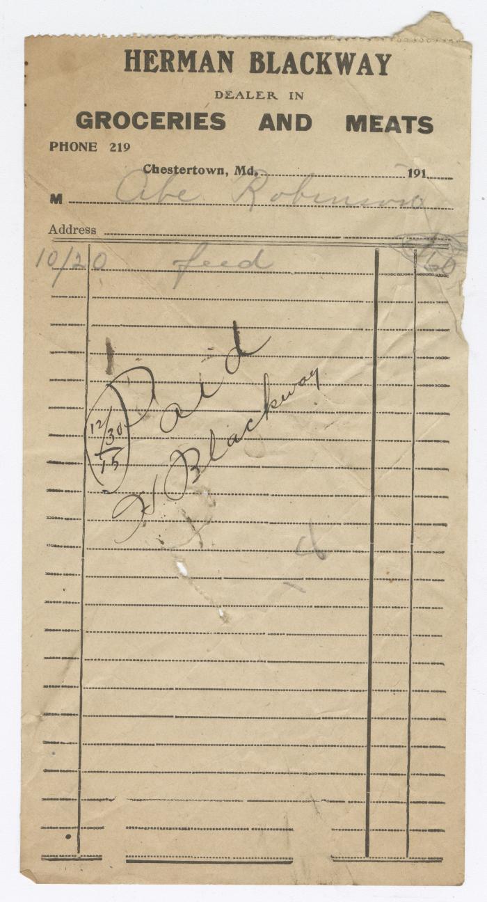 Herman Blackway bill, 1915 December 30