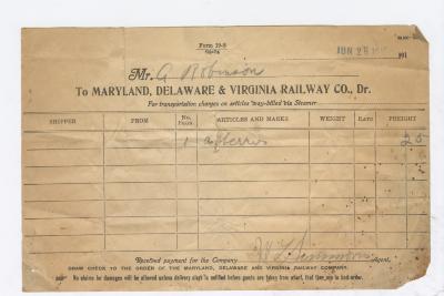 Abraham Robinson shipping bill, 1917 June 28