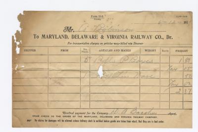 Abraham Robinson shipping bill, 1919 June 12 