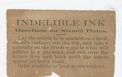 "Indelible Ink, Directions for Stencil Plates"