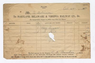 Abraham Robinson shipping bill, 1917 October 24