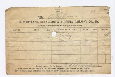 Abraham Robinson shipping bill, 1917 August 14