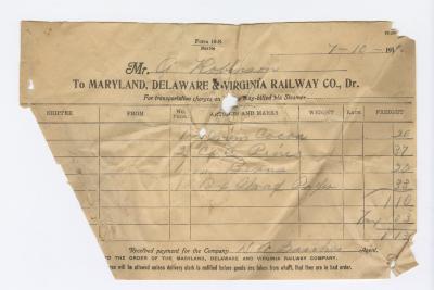 Abraham Robinson shipping bill, 1919 July 10