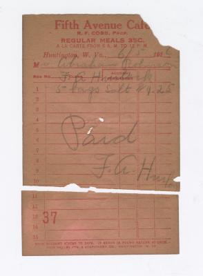 F. A. Hurlock Grocer bill, 1916 June 5
