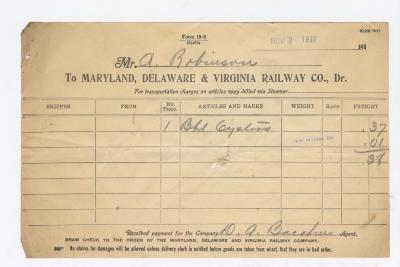 Abraham Robinson shipping bill, 1917 November 3