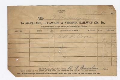 Abraham Robinson shipping bill, 1919 May 1