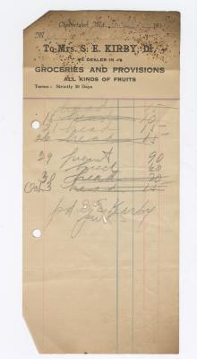 S. E. Kirby Grocer bill, 1916 September 4