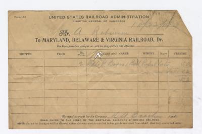 Abraham Robinson shipping bill, 1919 October 23