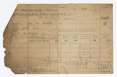 Abraham Robinson shipping receipt, 1913 May 27