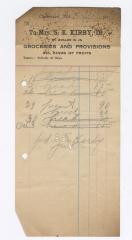 S. E. Kirby Grocer bill, 1916 September 4