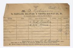 Abraham Robinson shipping bill, 1918 October 1
