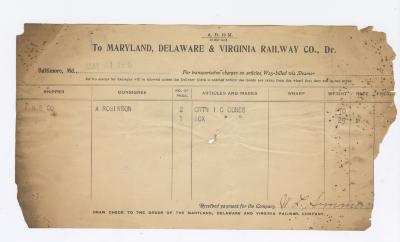 Abraham Robinson shipping bill, 1916 May 31