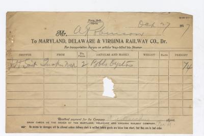 Abraham Robinson shipping bill, 1917 October 27