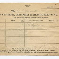 Abraham Robinson shipping bill, 1917 March 22