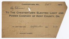 Chestertown Light and Power Company bill, 1913 October 1