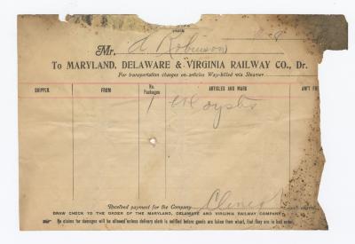 Abraham Robinson shipping bill, circa 1910