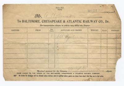 Abraham Robinson shipping bill, 1917 March 22