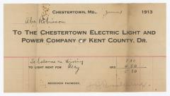 Chestertown Light and Power Company bill, 1913 June 1