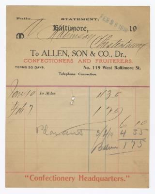 Allen & Son statement, 1916 February 26