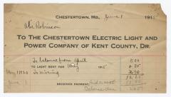 Chestertown Light and Power Company bill, 1915 June 1