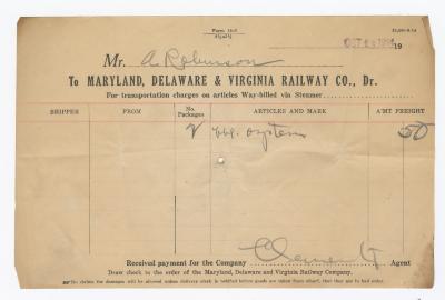 Abraham Robinson shipping bill, 1914 October 29