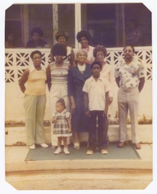 Group photo on the sidewalk