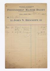 Friendship Manor Dairy monthly statement, 1915 April 5